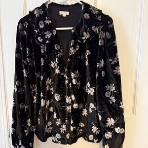 Anthropologie Pilcro Keira Collared Velvet Blouse